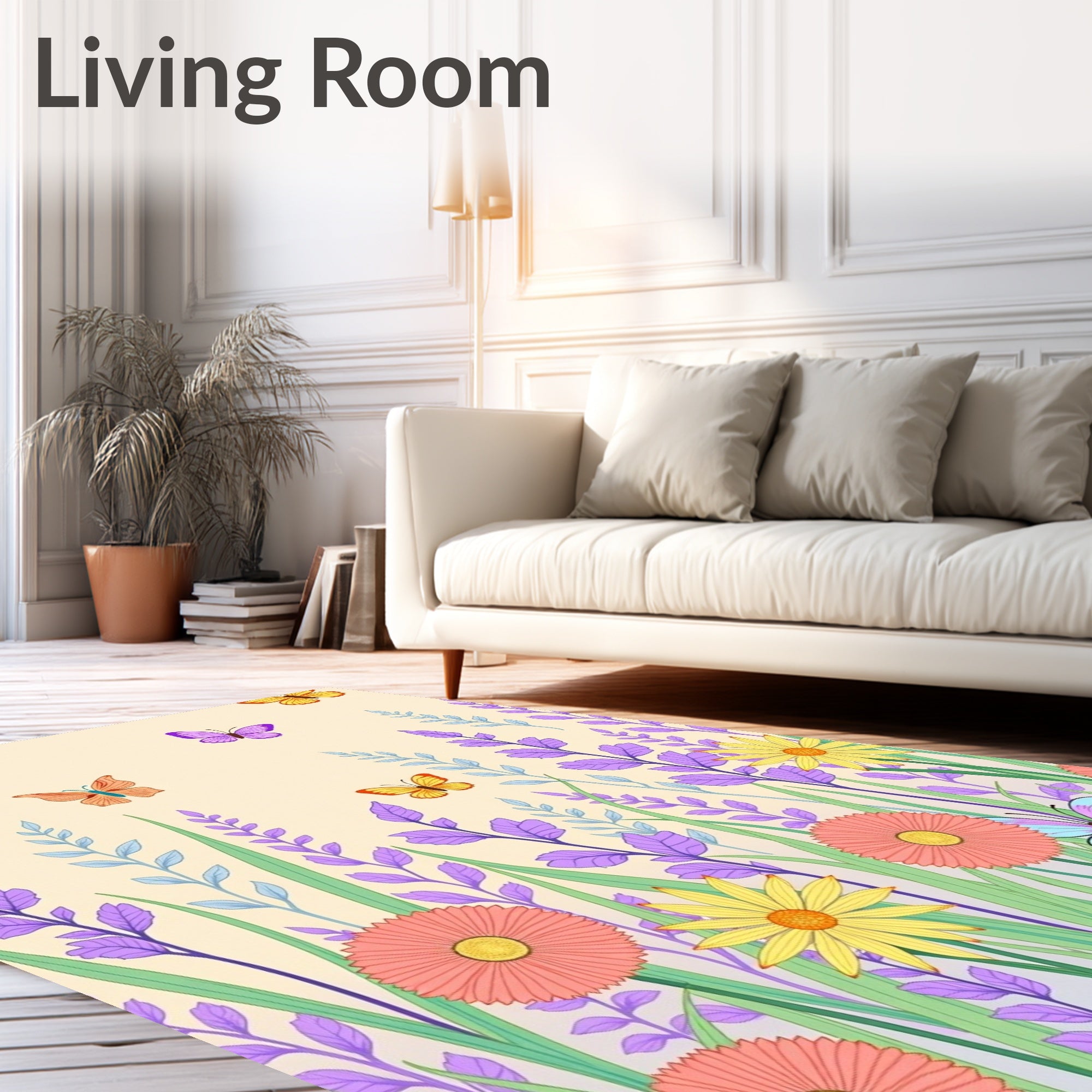 Whimsical Butterfly Garden Meadow Rug