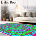 Vibrant Pink and Aqua Floral Medallion Rug