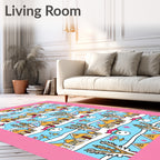 Winter Village Snowman House Scene Rug