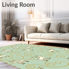 Whimsical White Reindeer Swirls Rug