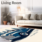 Vintage Blue Pine Tree Pickup Truck Rug