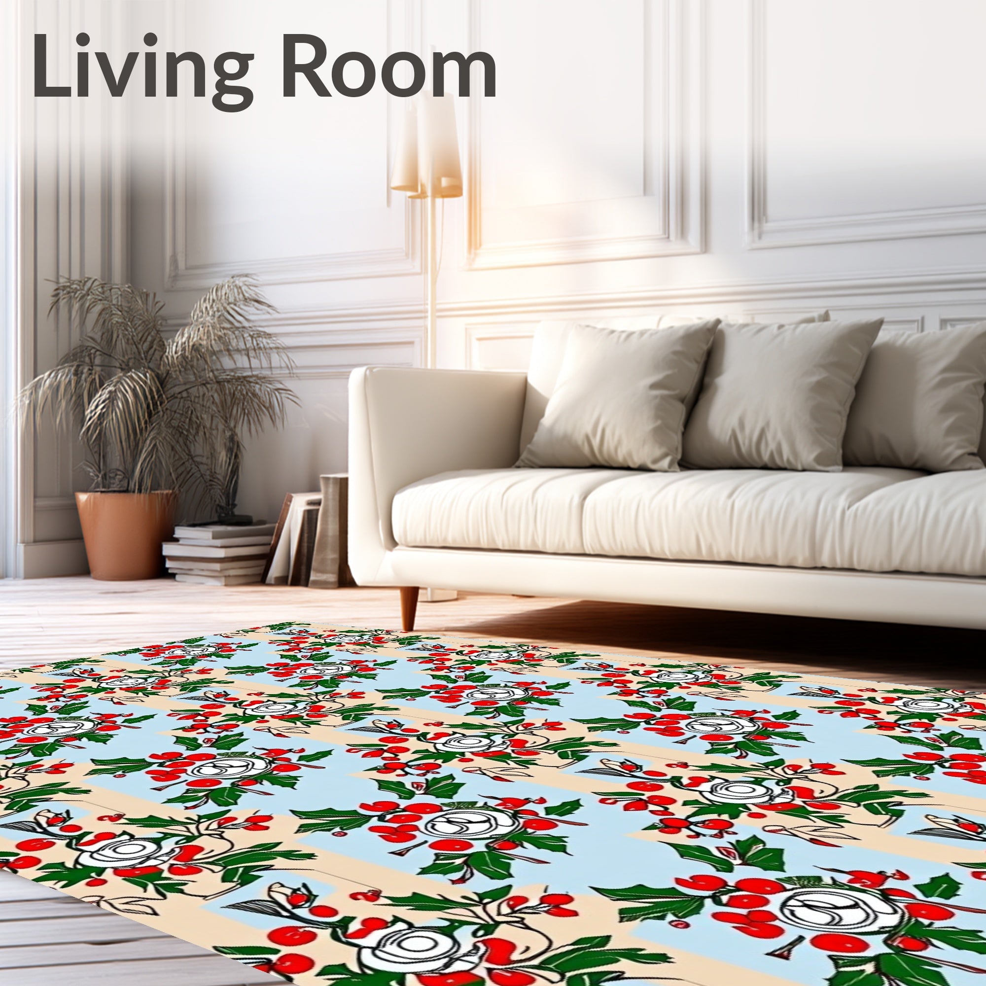 Red Berry Holly Garland Rug