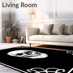 Gothic White Skull Black Spiderweb Rug