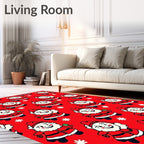 Red Santa Claus Snowflakes Repeating Rug