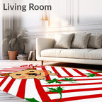 Cute Dog Red Holly Stripes Rug