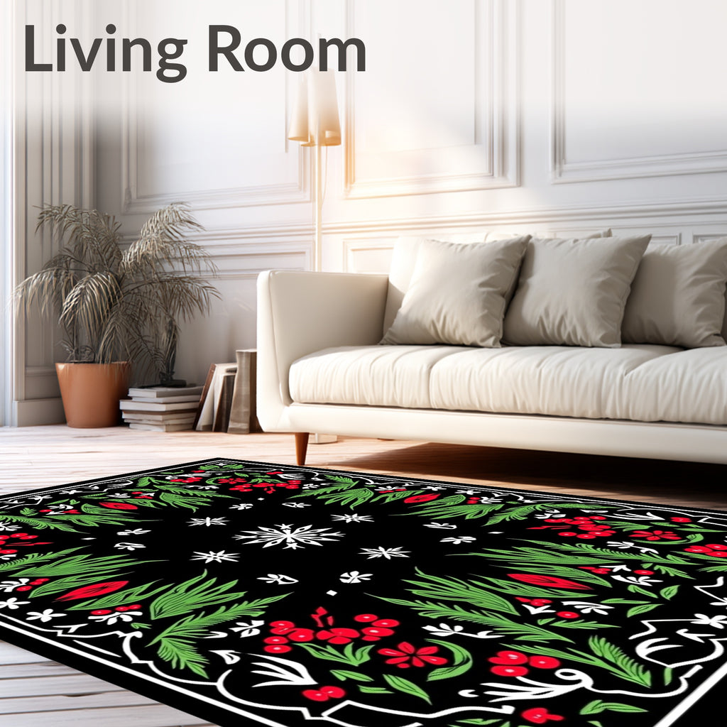 Vintage Black Floral Berry Radiance Rug