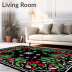 Vintage Black Floral Berry Radiance Rug
