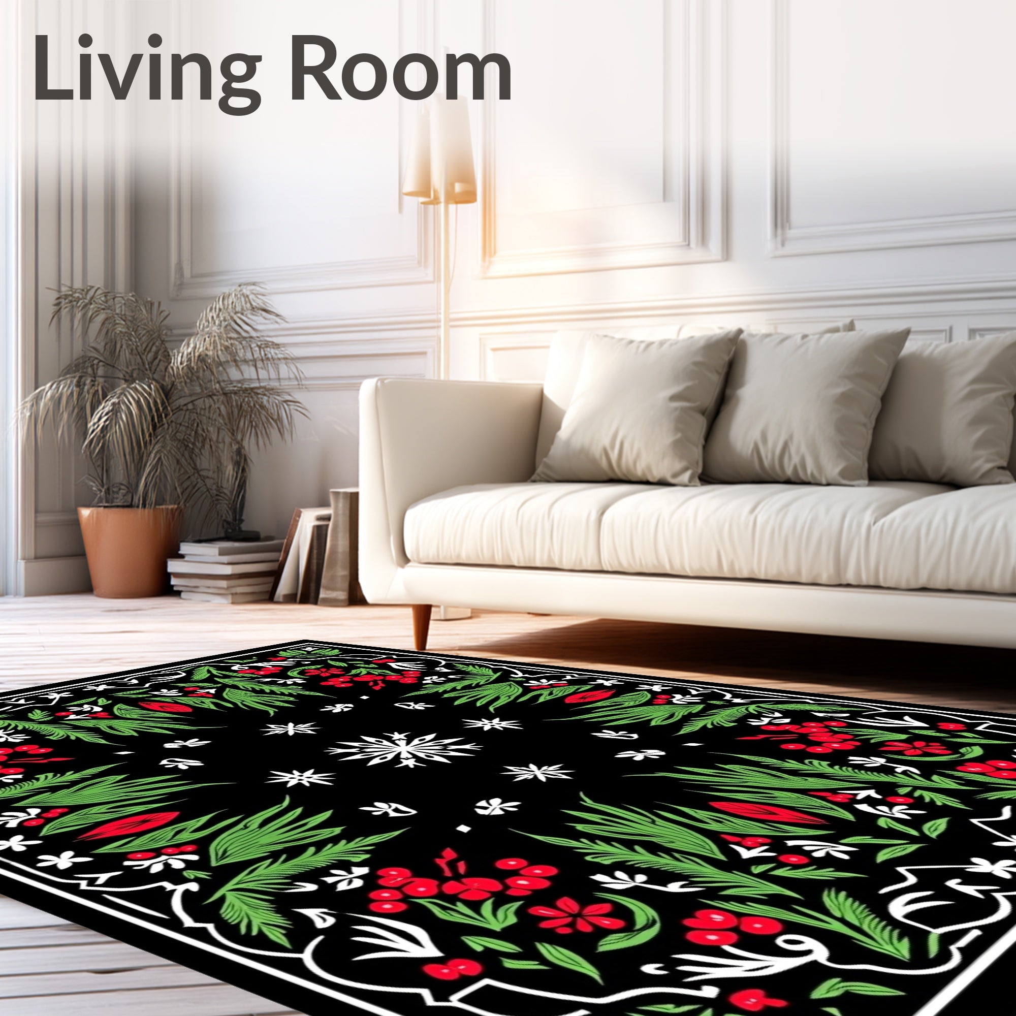 Vintage Black Floral Berry Radiance Rug