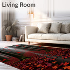 Crimson Autumn Forest Path Rug