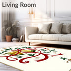 Golden Bells Festive Holly Swirls Rug