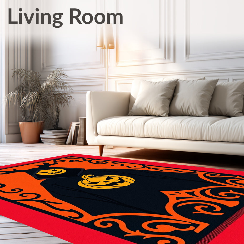 Spooky Jack O Lantern Cloaked Figure Rug