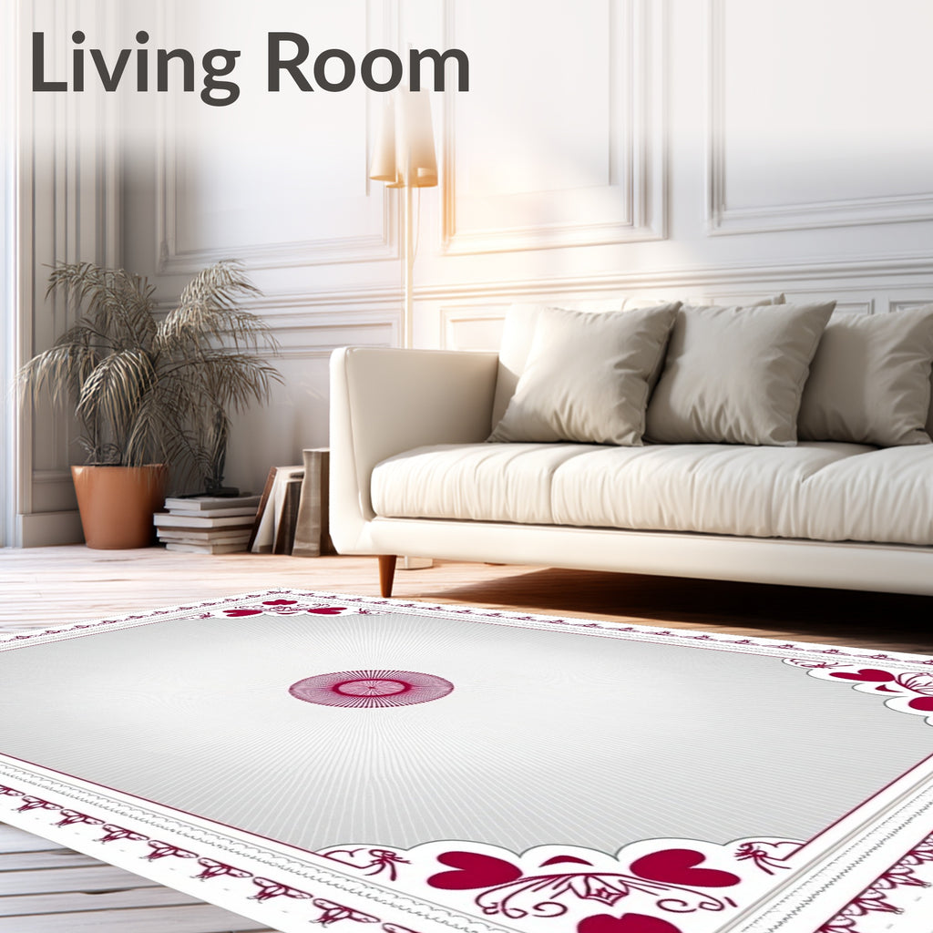 Crimson Heart Corner Radiant Centerpiece Rug