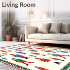 Toy Soldier Parade Red Blue Green Stripe Rug