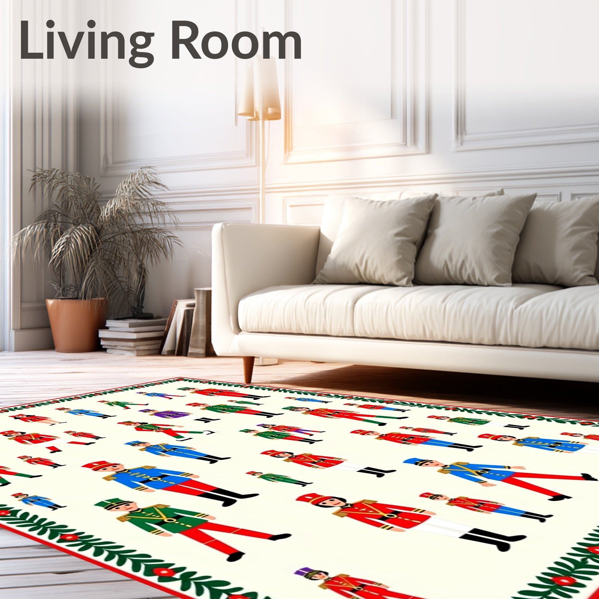 Toy Soldier Parade Red Blue Green Stripe Rug