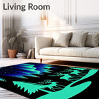 Northern Lights Stag Winter Frolic Rug