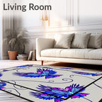 Vibrant Blue Purple Bird Swirls Rug