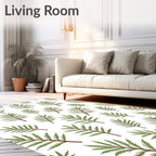 Green Fern Branch Repeating Pattern Rug