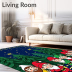 Whimsical Gnome Forest Christmas Night Rug