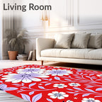 Vibrant Red Butterfly Floral Meadow Rug