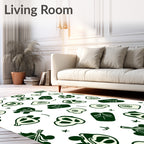 Whimsical Green Botanical Abstract Rug