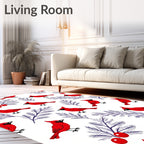 Red Cardinal Winter Berry Branches Rug