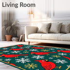 Red Cardinal Snowflakes Winter Wonderland Rug