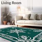 Emerald Green Snowflake Medallion Border Rug