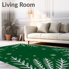 Emerald Green White Snowflake Branch Rug