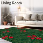 Elegant Green Holly Berry Collection Rug