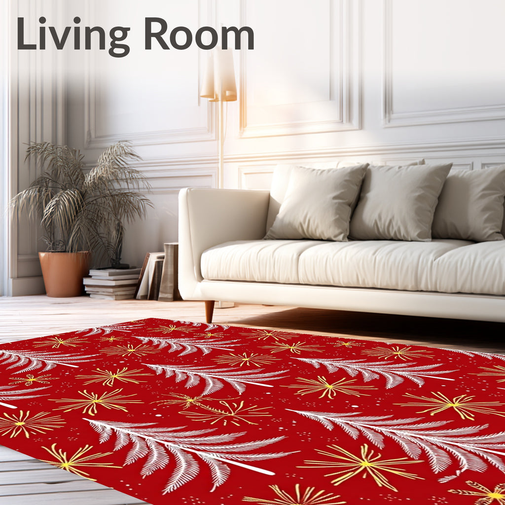 Red White Spruce Starburst Sprinkles Rug