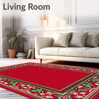Classic Red Holly Bell Border Rug