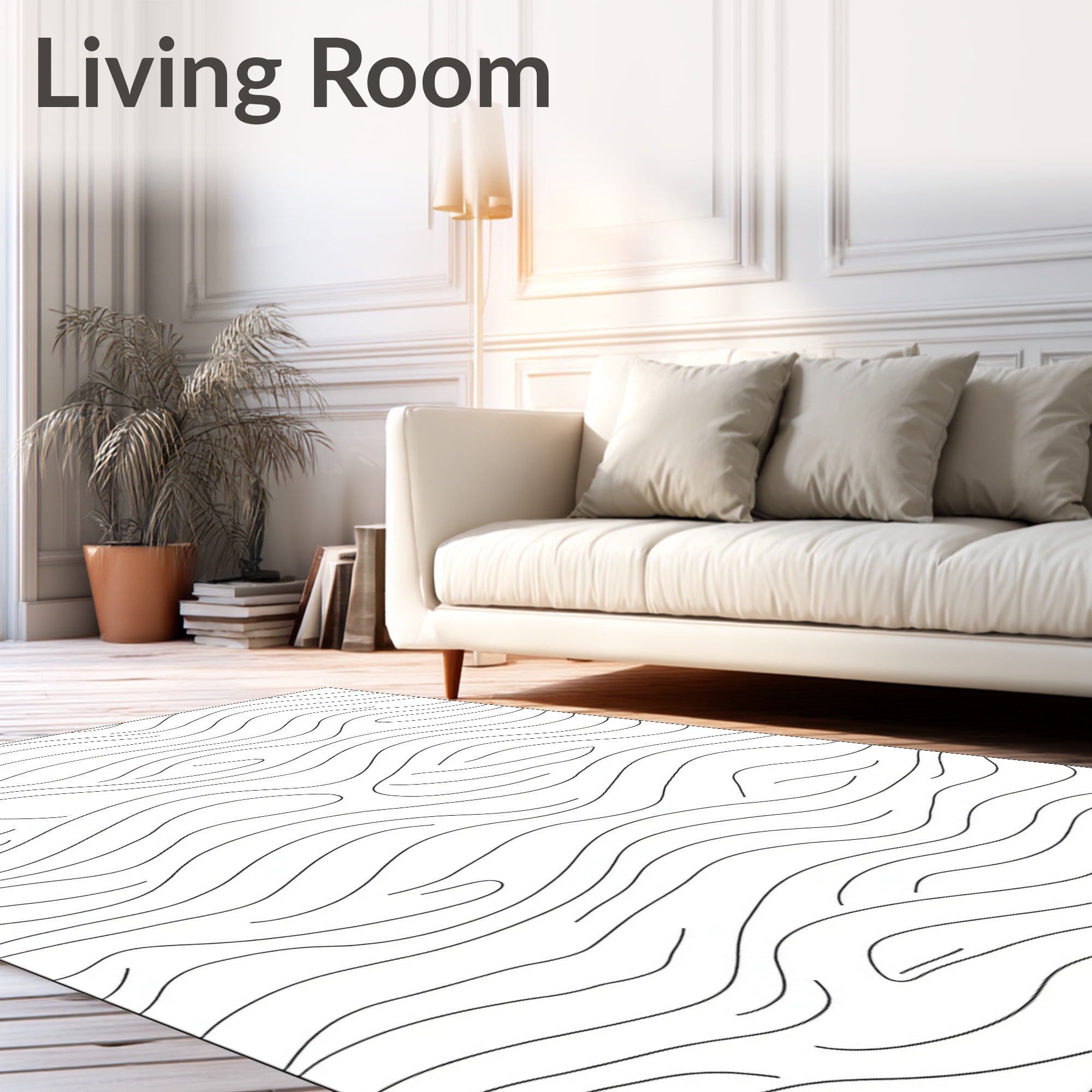 Monochromatic Wavy Stream Lines Rug