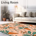 Whimsical Orange Carrot Floral Swirl Rug