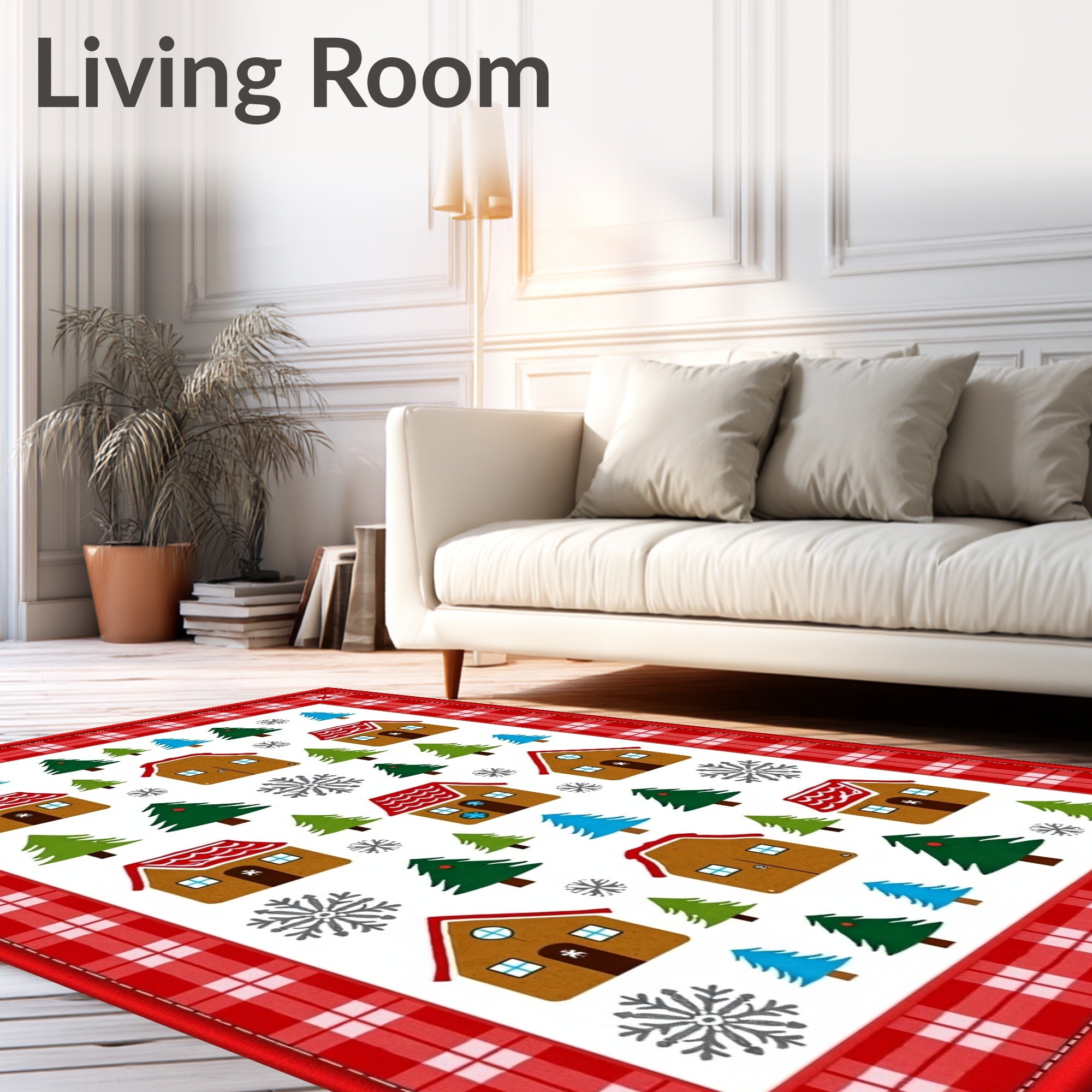 Gingerbread Village Snow Flake Scene Rug