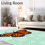 Bright Orange Butterfly Whimsical Garden Rug