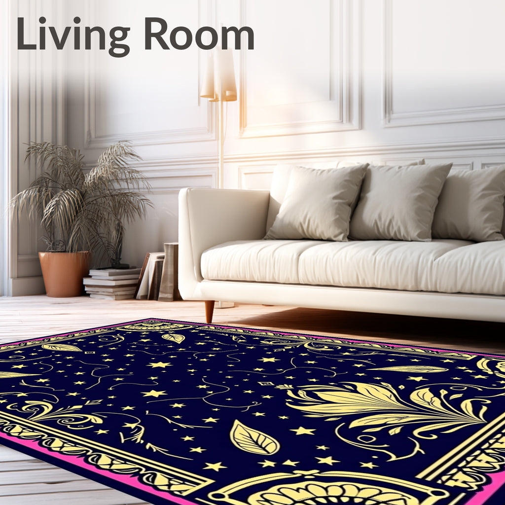 Celestial Navy Starry Garden Rug