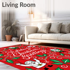 Gnome Christmas Greeting Holly Swirls Rug