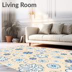 Playful Blue Animals and Floral Garland Rug