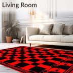 Red Black Checkerboard Game Borders Rug