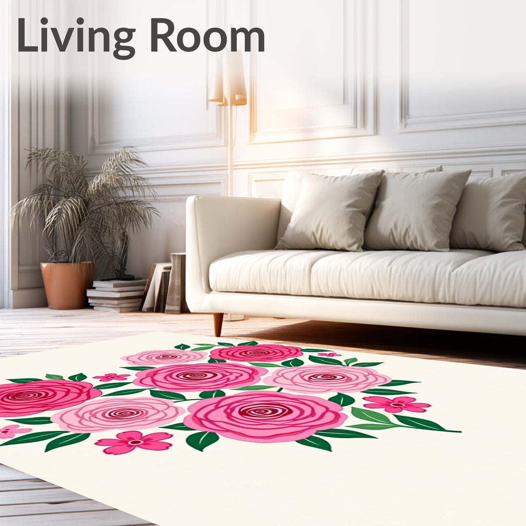 Heart Shaped Pink Rose Garland Rug