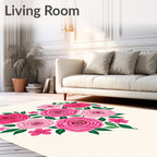 Heart Shaped Pink Rose Garland Rug