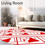 Festive Red Santa Hat Geometric Lines Rug