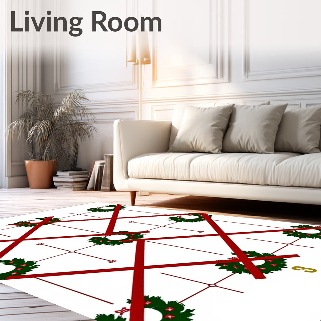 Christmas Green Wreath Lattice Rug