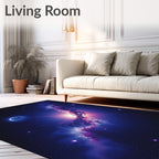 Cosmic Blue Swirling Galaxy Rug