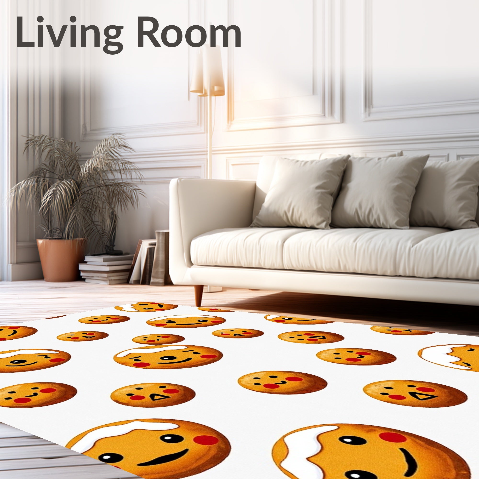 Sweet Gingerbread Faces All Over Rug