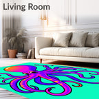 Vibrant Purple Octopus Coral Garden Rug