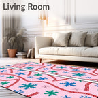 Pink Snowflakes and Red Ribbon Scatter Rug