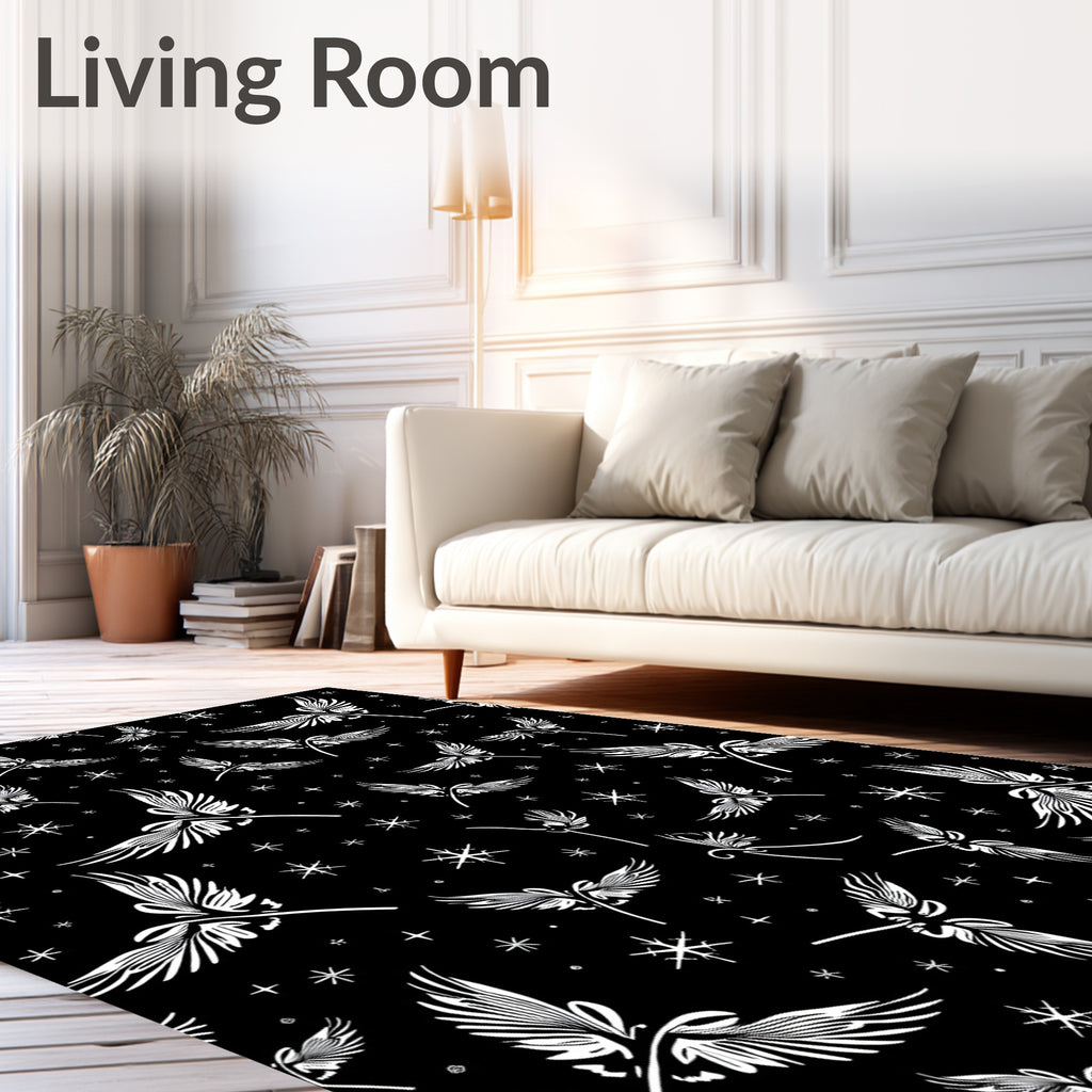 Whimsical White Winged Angel Snowflake Rug