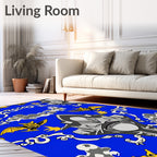 Whimsical Yellow Owl Blue Sky Rug