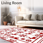 Red Reindeer Snowflake Classic Harmony Rug